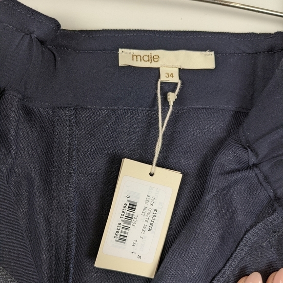 Maje jinta dark navy zip front buckle skirt black with gold - Picture 7 of 15